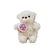 Almofada decorativa de pelúcia com ursinho de pelúcia e flores (1 peça)