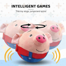 Active Moving Pet Plush Interactive Dog Toys, Moving Dog Ball Toy, Washable Cartoon Pig Plush Sound Electronic Dog Toy B