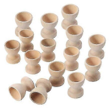 15pcs Wooden Easter Egg Holder Diy Eggs Tray Wine Glass Shaped Eggs Holding Cups Tabletop Egg Tray Container Wood Storage Holders for Kids
