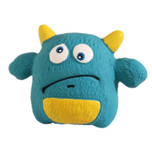 (Blue) Squeaky Dog Chew Toy Latex Cute Devil Dog Teeth Cleaning Toy Safe Puppy Teething Toy for Biting Catching Intercative Fetch Game