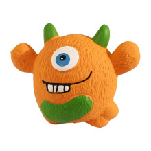 (Dark Orange) Squeaky Dog Chew Toy Latex Cute Devil Dog Teeth Cleaning Toy Safe Puppy Teething Toy for Biting Catching Intercative Fetch Game