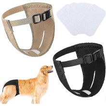 2 Pack Dog Pants, Dog Nappies with 6 Sanitary Pad Adjustable Protective Trousers for Female Dogs in Gift for men/women