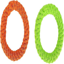 2 Pieces Dog Cotton Rope Rings Toy Pet Chew Toy for Teething Cleaning Training PlayRandom Color