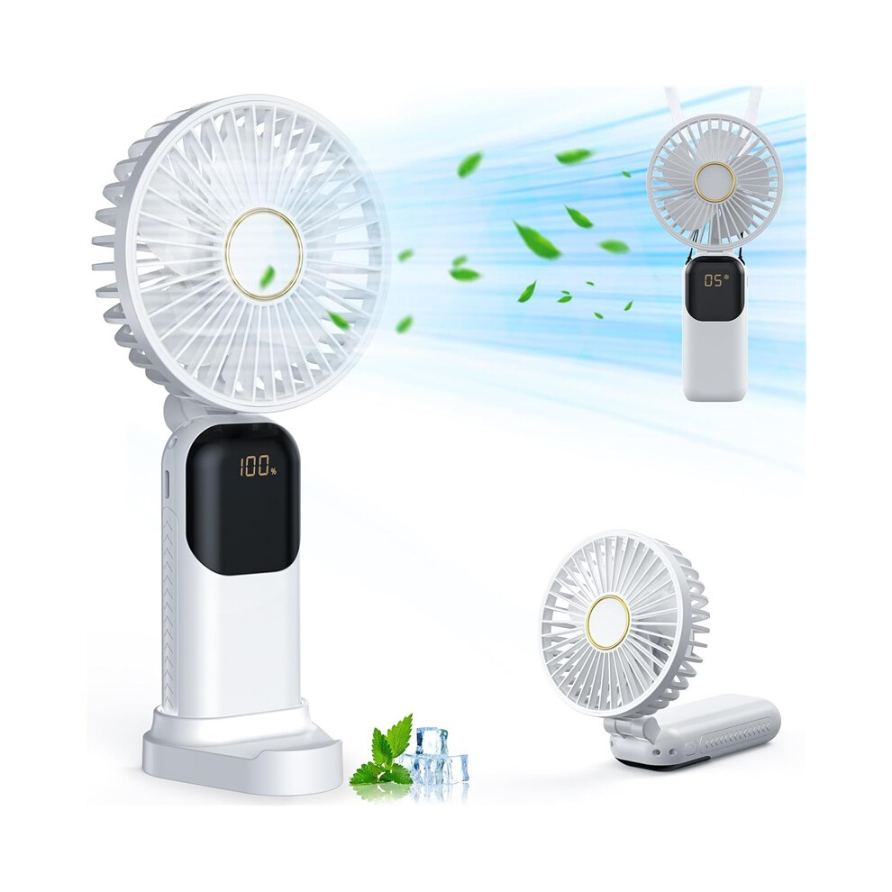 Deyuantang Fan Rechargeable, Portable Mini Fan Handheld With 5 Speeds 5000Mah, Electric Usb Small Hand Held Fans, Powerful Personal Fan Foldable Fans