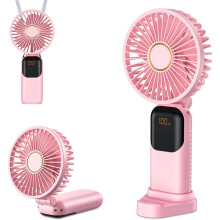 (Pink) Fan Rechargeable, Portable Mini Fan Handheld with 5 Speeds 5000mah, Electric USB Small Hand Held Fans, Powerful Personal Fan Foldable Fans