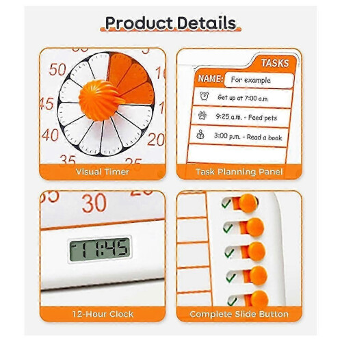 Visual ADHD Timer for Kids & Adults with Planning Board, Task Timer, Chore Chart & Visual Schedule Planne
