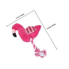 Pet Squeak Rope Toy Corduroy Plush Flamingo Shape Teeth Clean Stuffed Interactive Toy (Pink)
