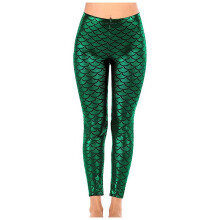 Women's Mermaid Leggings Shiny Green Fish Scale High