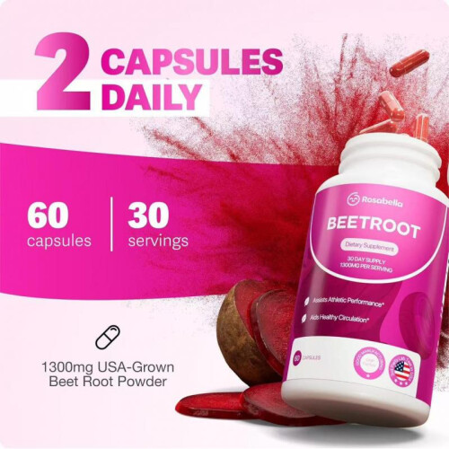 Beetroot Capsule 60-Count Natural Organic High-Activity Concentrated Vegan Formula 2