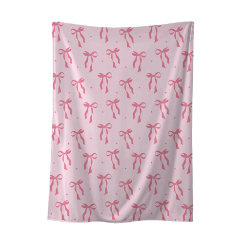 Pink Bow Throw Blanket Flannel 27.56x39.37 in