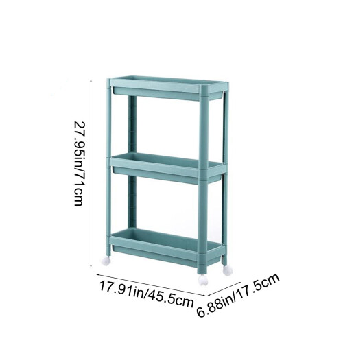 Slim Rolling Storage Cart Navy 3-Tier Plastic 2