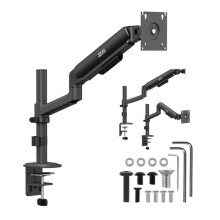 Ergo Office - Monitorsteun, gasveer, 17" tot 32", 1 tot 10 kg, mat zwart, VESA max. 100x100, ER-691 B