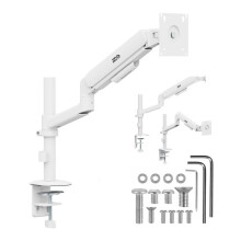Ergo Office - Schermsteun - Verstelbare arm, gasveer, 17" tot 32", 1 tot 10 kg, mat wit, VESA max. 100x100, ER-691 W