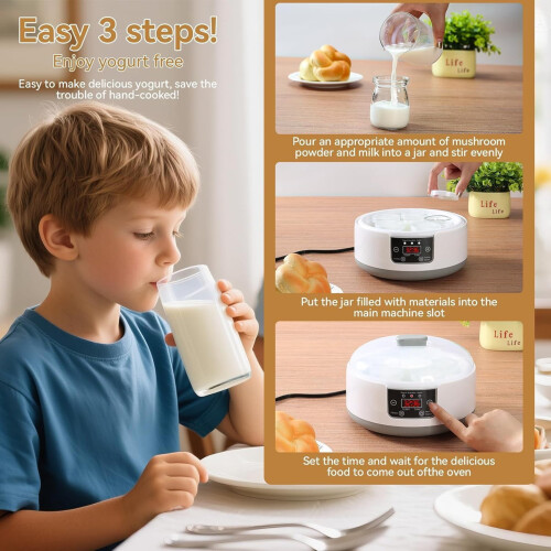 Yogurt Maker with Temperature Control and Timer 1.2L 2