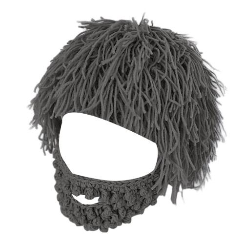 Knitted Beard Hat Grey Winter Cold Cap 2