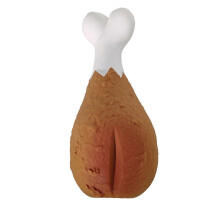 (A) Tough Squeaky Dog Toy for Aggressive Chewers Indestructible Drumstick Sausage Shaped Latex Chew Toy