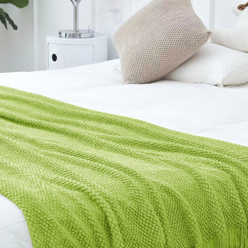 Couverture duveteuse en tricot vert 50x70