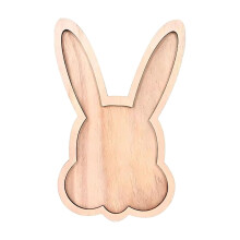 Assiette de Pâques en bois en forme de lapin, 30 x 19 cm