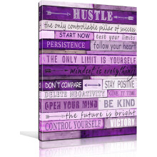 Quadro su tela con citazioni motivazionali, colore viola, 12x16 pollici.