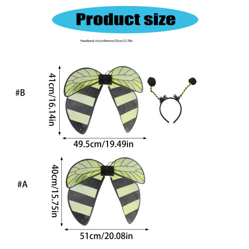 Bees Wing with Headband Set Butterfly Wing-Headband included 1