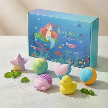 (6pcs) 6Pcs Mermaid Themed Shaped Bath Bombs, Natural Handmade Aromatherapy Bath Fizzers, Rich Bubbles Spa Bath Balls for Kids & Adults, Gift Set