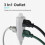 Flat Plug Extension Cord 6 ft 16 AWG 3-Outlet White 3