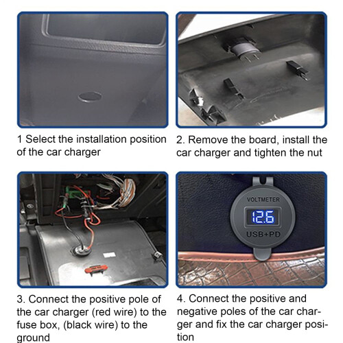 Car Charging Adapter with Voltmeter PD/QC Fast Charger 1