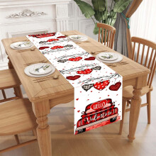 Chemin de table en lin pour la Saint-Valentin, intérieur/extérieur, romantique