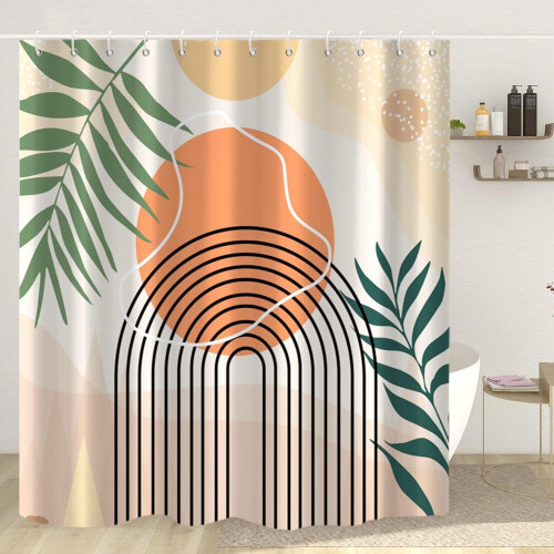 Κουρτίνα μπάνιου Mid-Century Abstract Boho Arch Sun Leaf