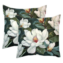 Ensemble de 2 housses de coussin Magnolias blancs, 40 x 40 cm (16 x 16 pouces)