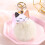 Cat pom pom keychain plush ornament beige white 7