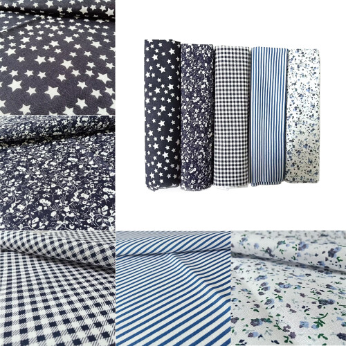 Cotton Patchwork Fabric Squares Navy 50x50cm