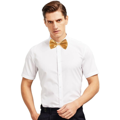 Men's Pre-Tied Bow Tie Shiny Sequin Adjustable Tuxedo Bowtie 1