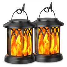 Solar Lantern Outdoor Waterproof Flickering Flame Solar Lantern Outdoor Lights Solar Powered LED Lantern for Yard Garden