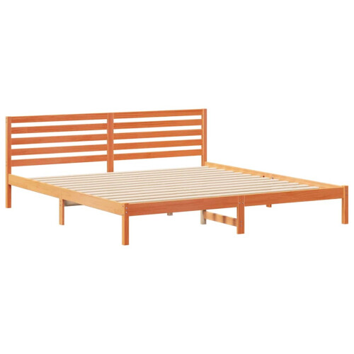 VidaXL vidaXL Bed Frame with Headboard Wax Brown 200 x 210 cm Solid Pine Wood 2