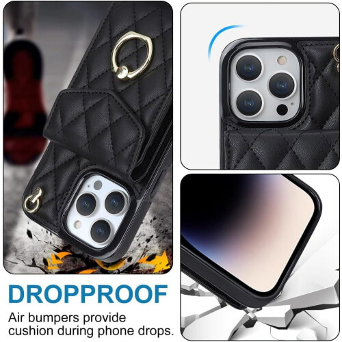 Leather Crossbody Phone Case with Wallet White for iPhone 2