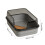 Grey Semi-Enclosed Cat Litter Box with High Sides and 3