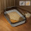 Grey Semi-Enclosed Cat Litter Box with High Sides and 4