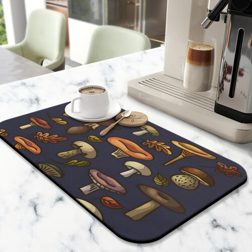 Coffee Drying Mat Mushroom Snails Design 19.5x12in 1