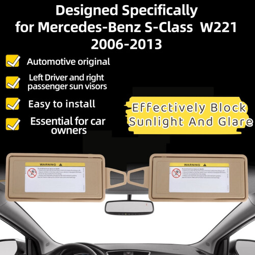 Mercedes-Benz S-Class W221 Visor Mirror Cover Beige Left 1