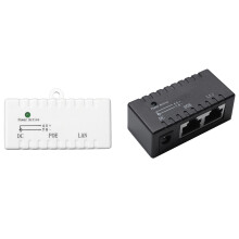 2 Pcs Poe Splitter Injector Rj45 5.5mm X 2.1mm Input Passive Poe Injector Splitter Adapter Connector, White & Black