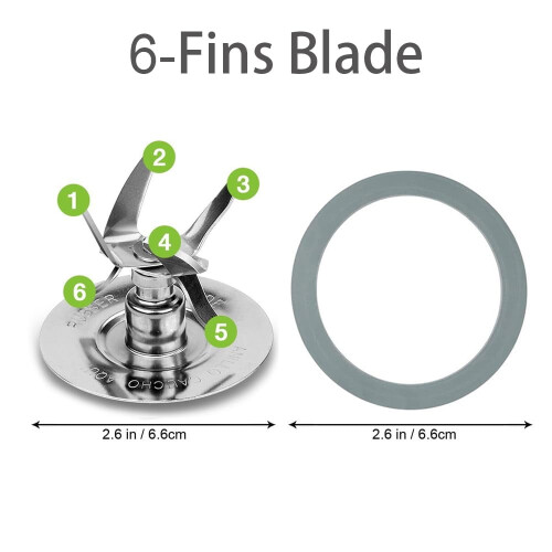 6-Fin Blender Blade for Oster Osterizer with 5-Rib Gasket 1