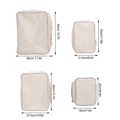 Travel Compression Cubes Beige Polyester 4 Pcs 1