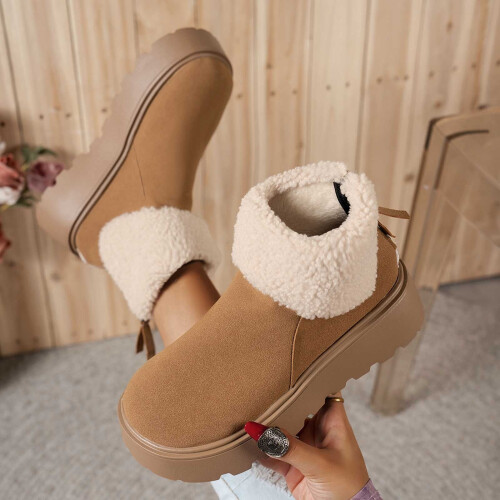 Women's Snow Boots Waterproof Cushioned Zip Brown Size 7.5 1