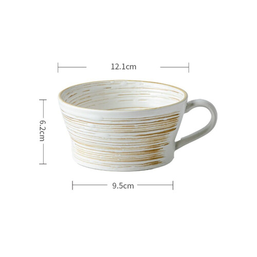Ceramic Breakfast Cup Textured Vintage Style Large Capacity 1