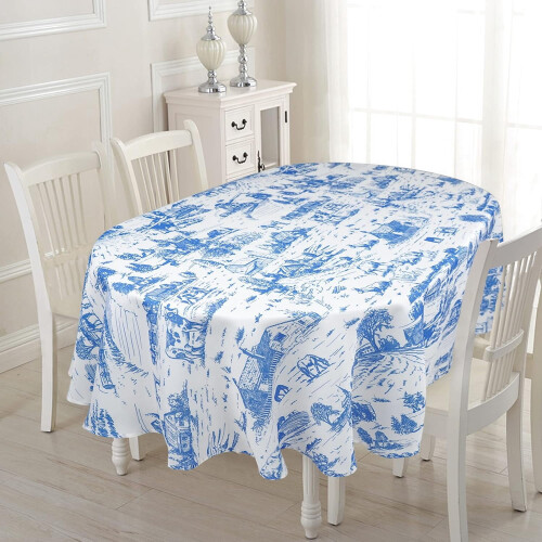 Nappe ovale bleue vintage 152 x 213 cm imperméable 2