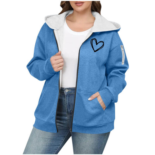 Women's Fleece-Lined Hooded Full-Zip Sweatshirt Oversized 1
