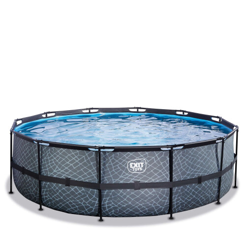 EXIT TOYS EXIT Stone Pool 15ft x 48in with Sand Filter Pump – Grey 2