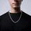 Men's Cuban Link Chain Necklace Silver Black Gold 2