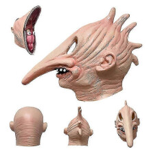 (A) Adam Barbara Full Face Headgear Latex Scary Mask Cosplay Prop Halloween Mask Carnival Masquerade Party Dress Up Fright Props